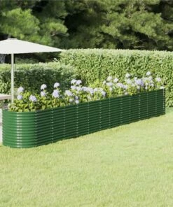 Garden Planter Powder-coated Steel 512x80x68 Cm Green