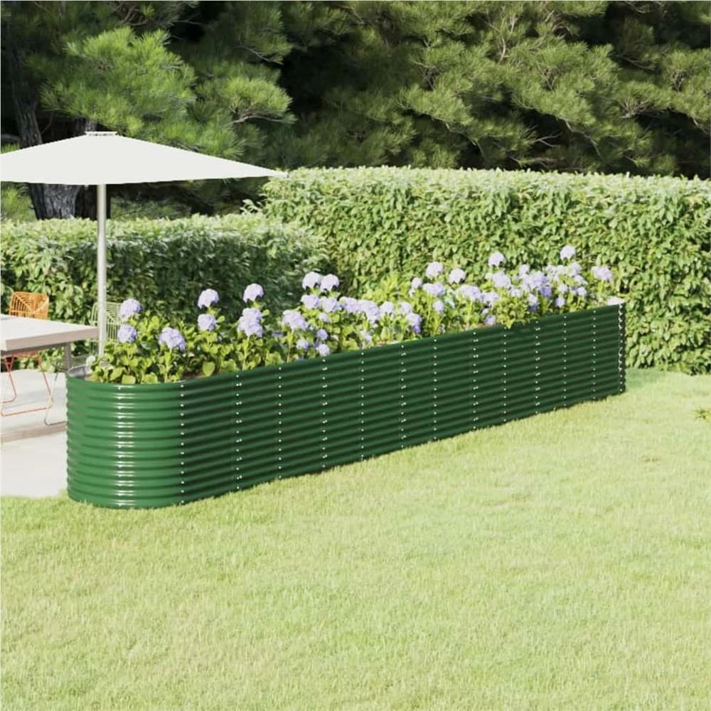Garden Planter Powder-coated Steel 512x80x68 Cm Green