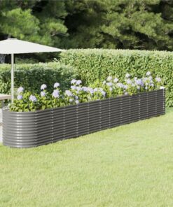 Garden Planter Powder-coated Steel 512x80x68 Cm Grey