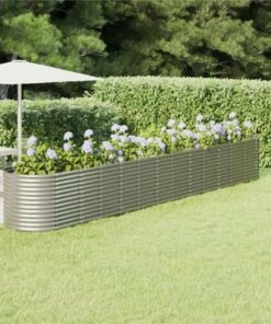 Garden Planter Powder-coated Steel 512x80x68 Cm Silver