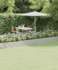 Garden Planter Powder-coated Steel 544x100x36 Cm Silver