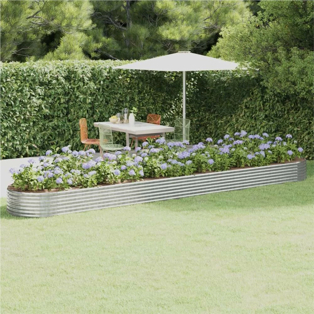 Garden Planter Powder-coated Steel 544x100x36 Cm Silver
