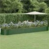 Garden Planter Powder-coated Steel 584x140x68 Cm Green