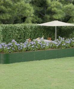 Garden Planter Powder-coated Steel 584x140x68 Cm Green