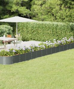 Garden Planter Powder-coated Steel 620x80x36 Cm Grey