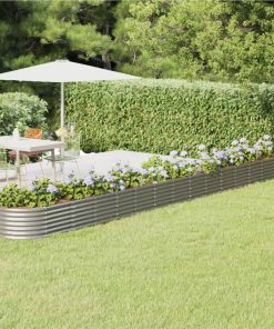 Garden Planter Powder-coated Steel 620x80x36 Cm Silver