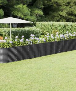 Garden Planter Powder-coated Steel 620x80x68 Cm Anthracite