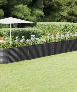 Garden Planter Powder-coated Steel 620x80x68 Cm Anthracite