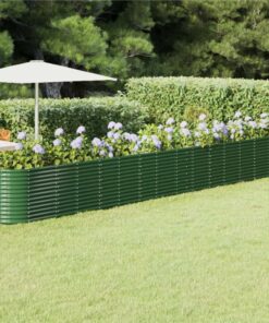 Garden Planter Powder-coated Steel 620x80x68 Cm Green