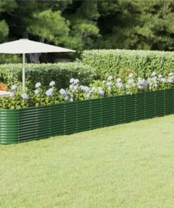 Garden Planter Powder-coated Steel 620x80x68 Cm Green