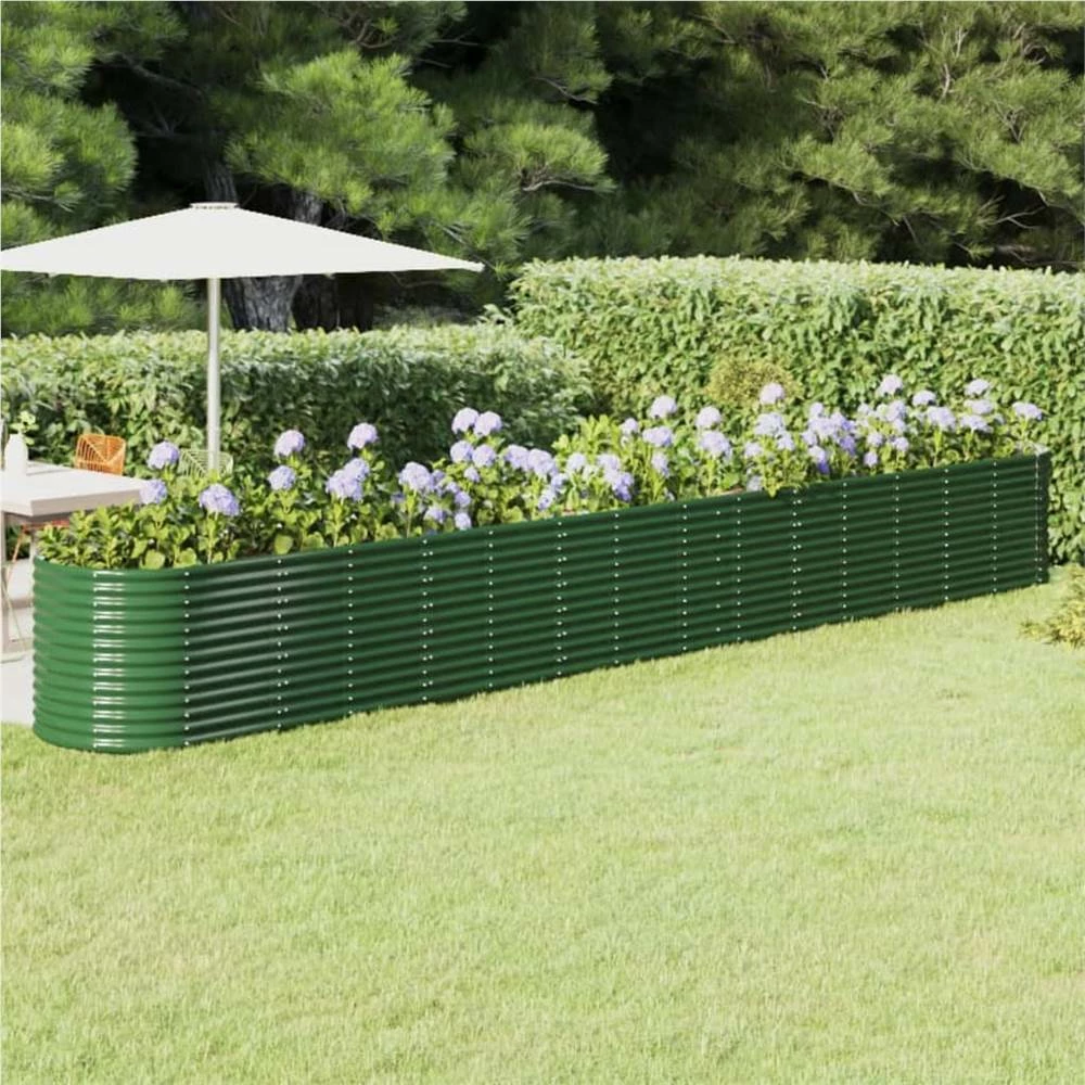 Garden Planter Powder-coated Steel 620x80x68 Cm Green
