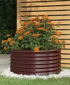 Garden Planter Powder-coated Steel 80x80x36 Cm Brown