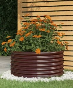 Garden Planter Powder-coated Steel 80x80x36 Cm Brown