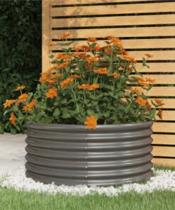 Garden Planter Powder-coated Steel 80x80x36 Cm Grey