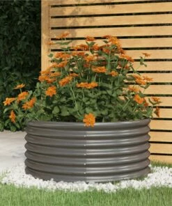 Garden Planter Powder-coated Steel 80x80x36 Cm Grey