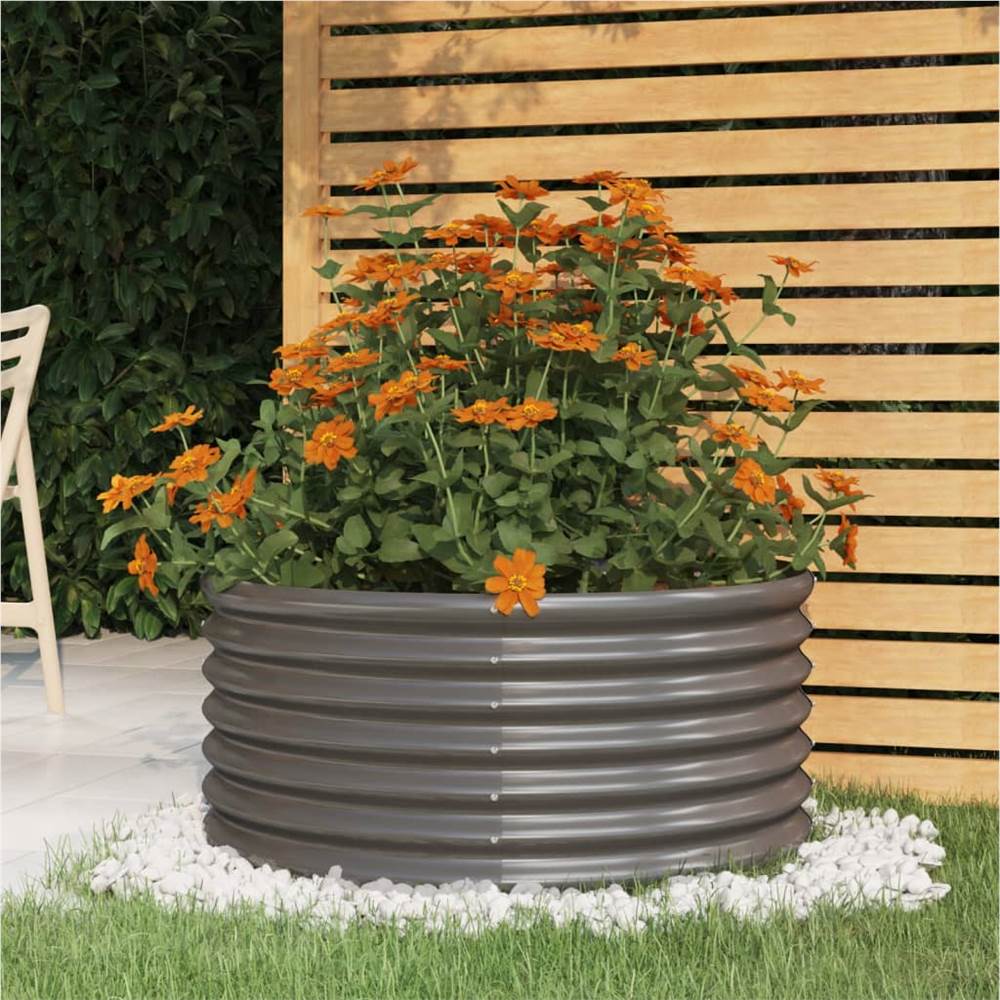 Garden Planter Powder-coated Steel 80x80x36 cm Grey Garden Planter Powder-coated Steel 80x80x36 Cm Grey -Room Garden Planter Powder coated Steel 80x80x36 cm Grey 510764 0