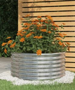 Garden Planter Powder-coated Steel 80x80x36 Cm Silver