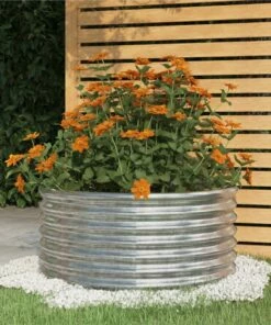 Garden Planter Powder-coated Steel 80x80x36 Cm Silver