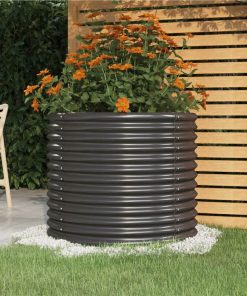 Garden Planter Powder-coated Steel 80x80x68 Cm Anthracite