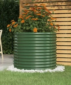 Garden Planter Powder-coated Steel 80x80x68 Cm Green