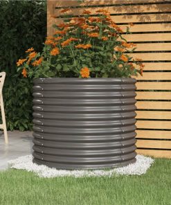 Garden Planter Powder-coated Steel 80x80x68 Cm Grey