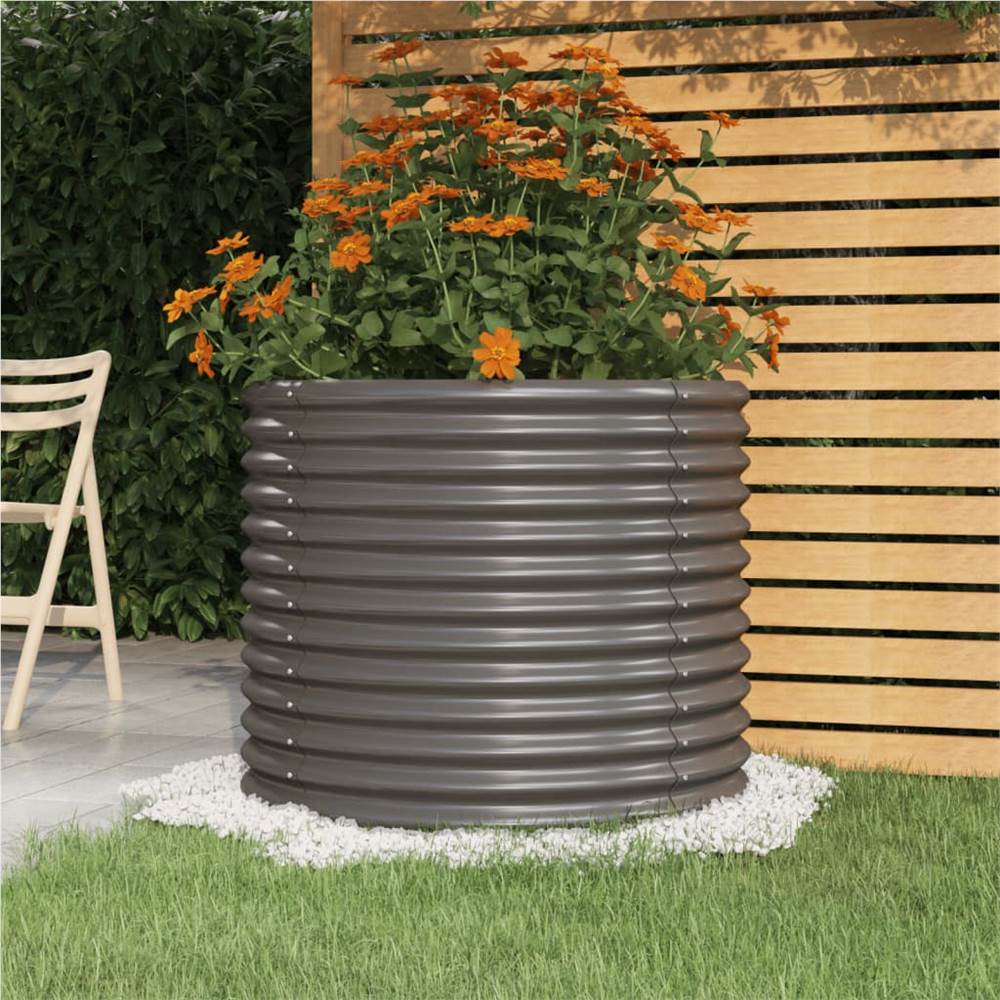 Garden Planter Powder-coated Steel 80x80x68 cm Grey Garden Planter Powder-coated Steel 80x80x68 Cm Grey -Room Garden Planter Powder coated Steel 80x80x68 cm Grey 510774 0