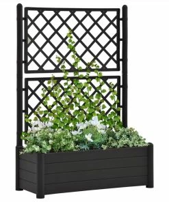 Garden Planter With Trellis 100x43x142 Cm PP Anthracite