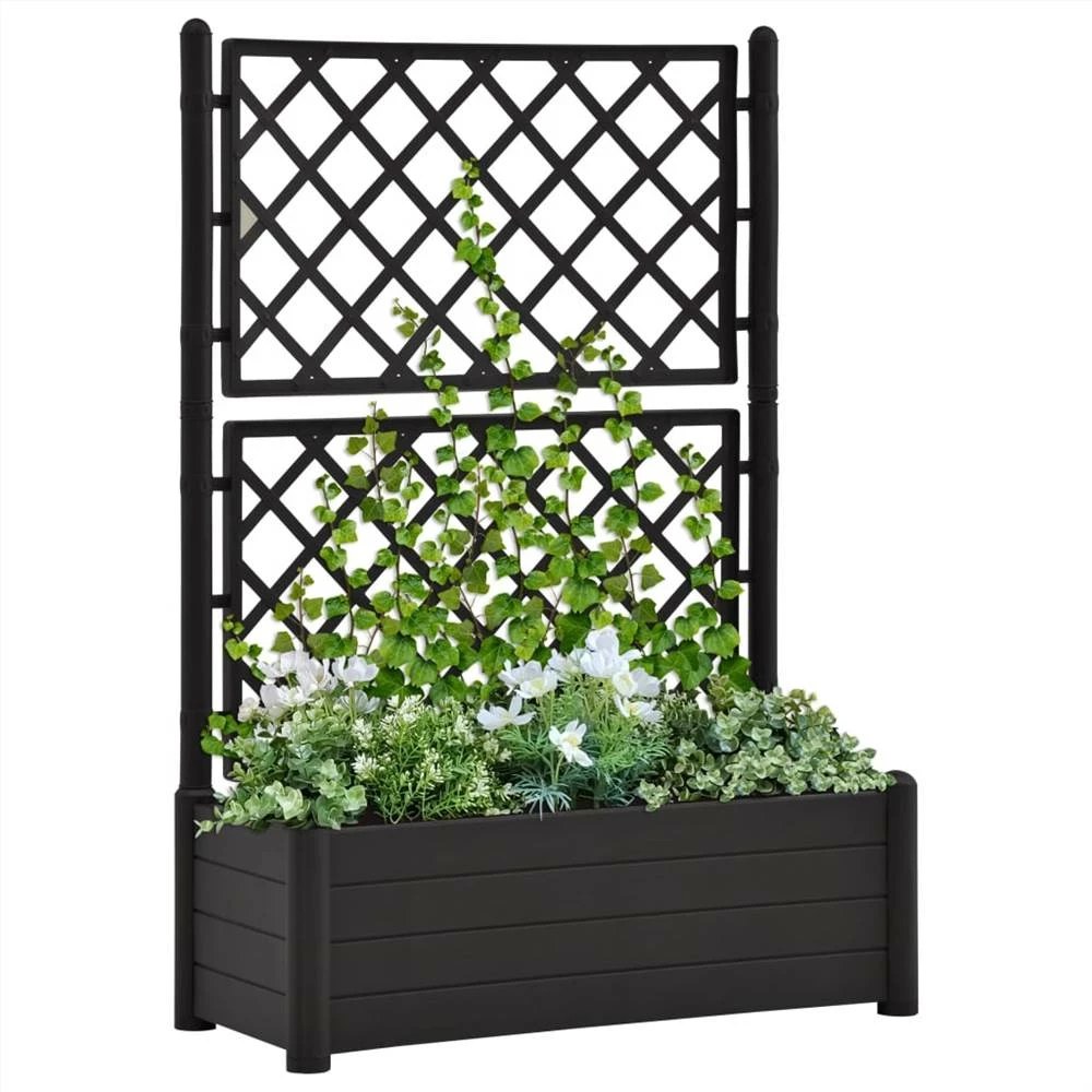 Garden Planter With Trellis 100x43x142 Cm PP Anthracite