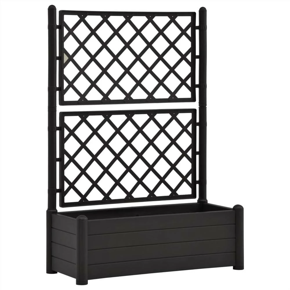Garden Planter With Trellis 100x43x142 Cm PP Anthracite - Image 2