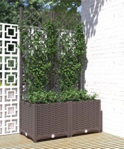 Garden Planter With Trellis Brown 80x40x136 Cm PP