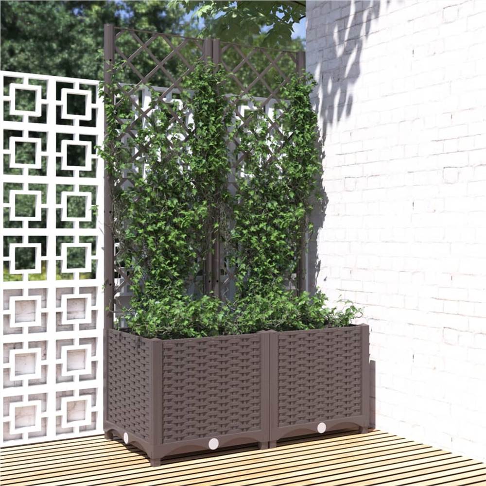 Garden Planter with Trellis Brown 80x40x136 cm PP Garden Planter With Trellis Brown 80x40x136 Cm PP -Room Garden Planter with Trellis Brown 80x40x136 cm PP 503081 0
