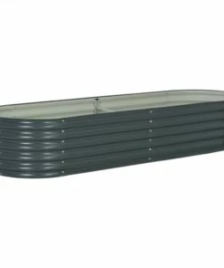 Garden Raised Bed 240x80x44 Cm Galvanised Steel Grey