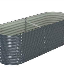 Garden Raised Bed 240x80x81 Cm Galvanised Steel Grey