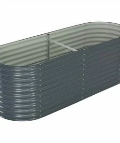 Garden Raised Bed 240x80x81 Cm Galvanised Steel Grey
