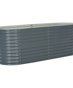Garden Raised Bed 240x80x81 Cm Galvanised Steel Grey -Room Garden Raised Bed 240x80x81 cm Galvanised Steel Grey 443113 3