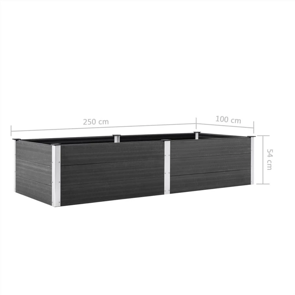 Garden Raised Bed 250x100x54 Cm WPC Grey - Image 6