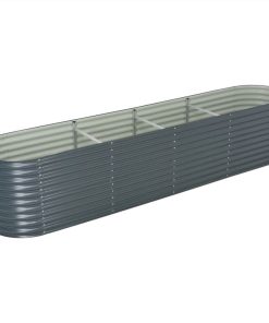 Garden Raised Bed 400x80x81 Cm Galvanised Steel Grey