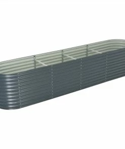 Garden Raised Bed 400x80x81 Cm Galvanised Steel Grey