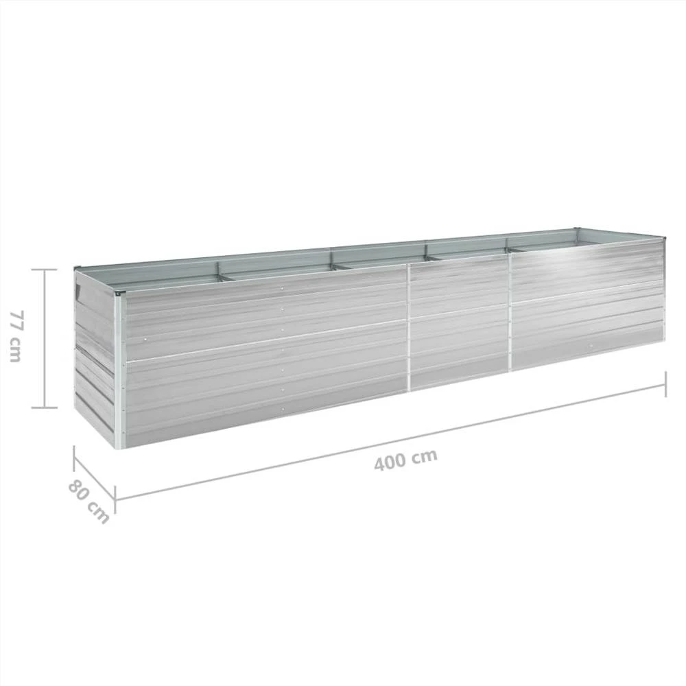 Garden Raised Bed Galvanised Steel 400x80x77 Cm Grey - Image 6