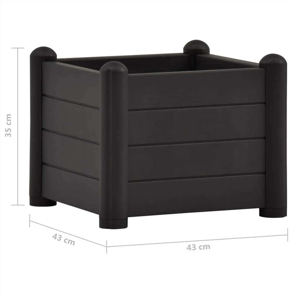 Garden Raised Bed PP Anthracite 43x43x35 Cm - Image 5