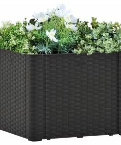 Garden Raised Bed With Self Watering System Anthracite 43x43x33 Cm