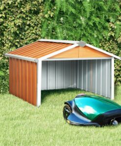 Garden Robot Lawnmower Shed 92x97x63 Cm Galvanised Steel Brown