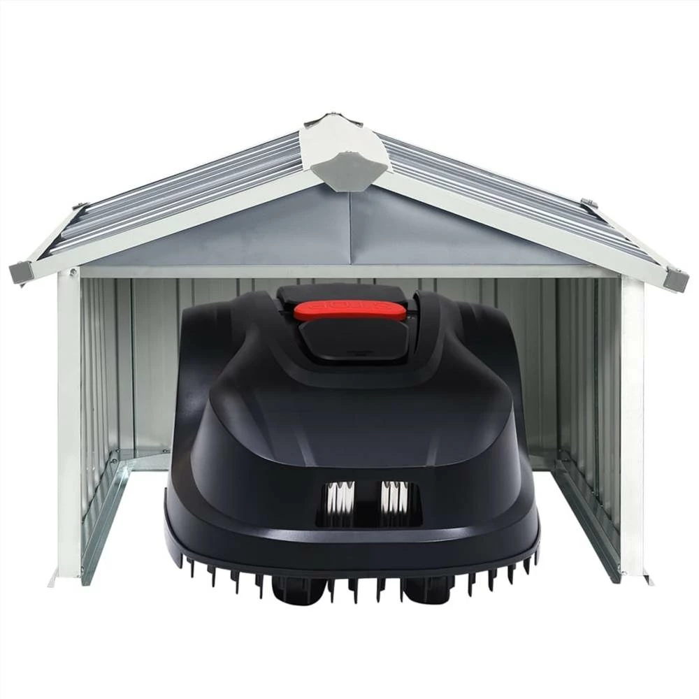 Garden Robot Lawnmower Shed 92x97x63 Cm Galvanised Steel Grey - Image 3