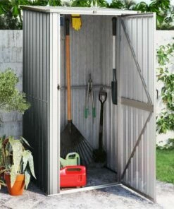 Garden Shed Grey 118.5x97x209.5 Cm Galvanised Steel