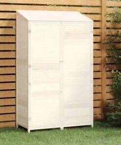 Garden Shed White 102x52x174.5 Cm Solid Wood Fir