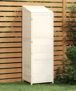 Garden Shed White 55x52x174.5 Cm Solid Wood Fir
