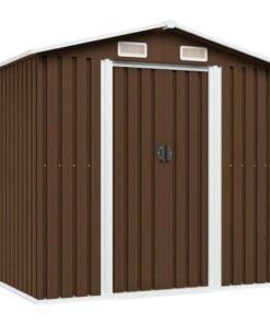 Garden Storage Shed Brown 204x132x186 Cm Steel