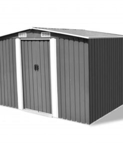 Garden Storage Shed Grey Metal 257x205x178 Cm
