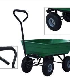 Garden Tipping Hand Cart 300 Kg 75L Green