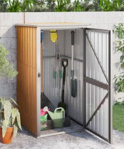 Garden Tool Shed Brown 88x89x161 Cm Galvanised Steel